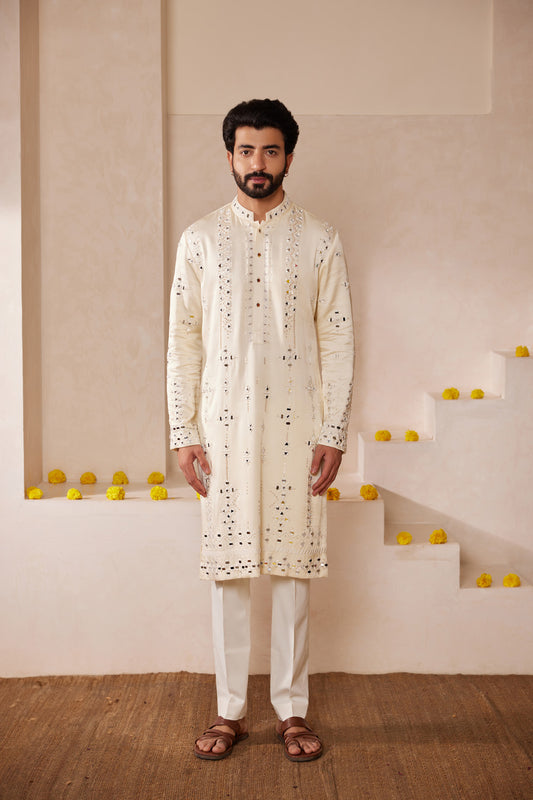 Mokshit Milky White Kurta Set