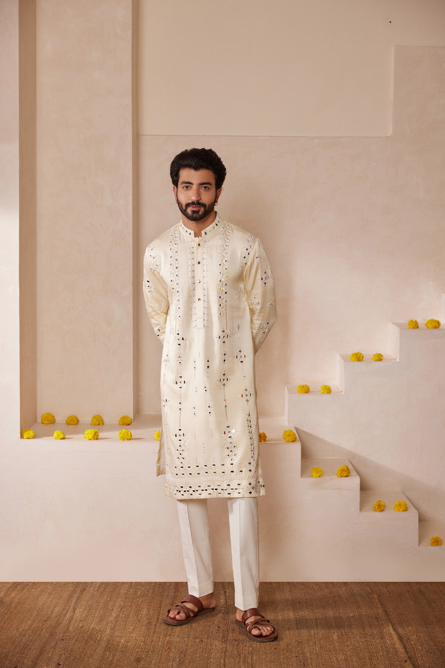 Mokshit Milky White Kurta Set