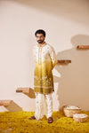 Tasvam Mehandi Green Ombre Kurta-Dhoti Set