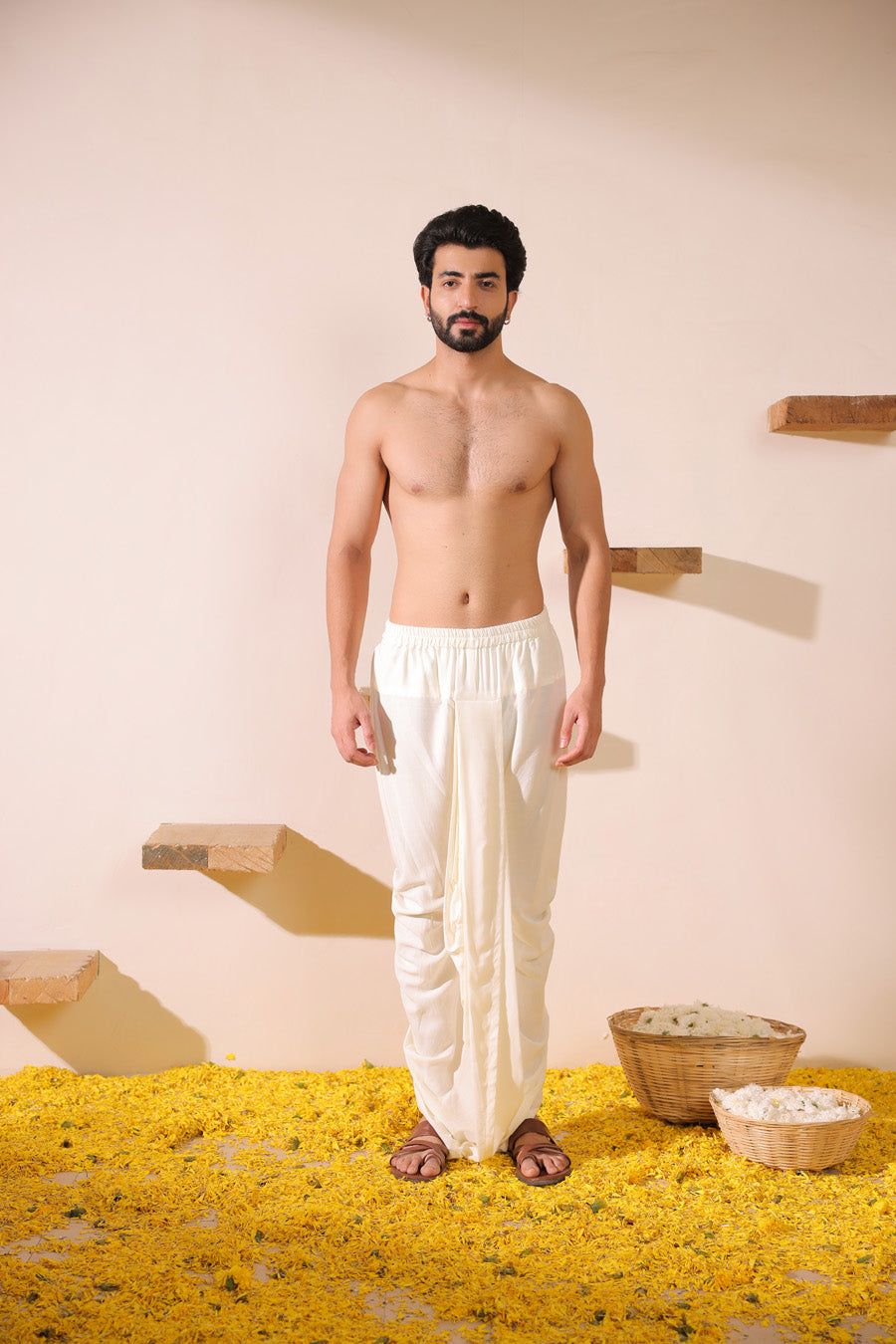 Milky White Pleated Dhoti Pant