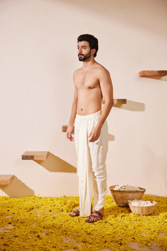 Milky White Pleated Dhoti Pant