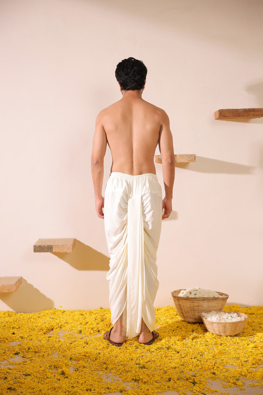 Milky White Pleated Dhoti Pant