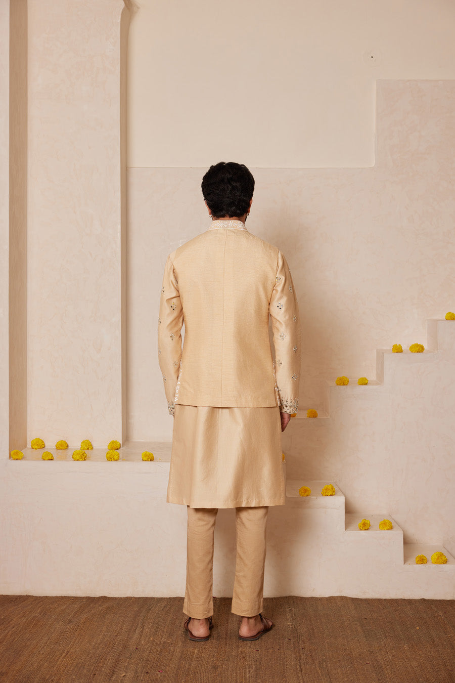 Arunav Beige Waistcoat Set