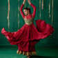 Red Layered Anarkali With Green Koti With Pencil Pants And Dupatta