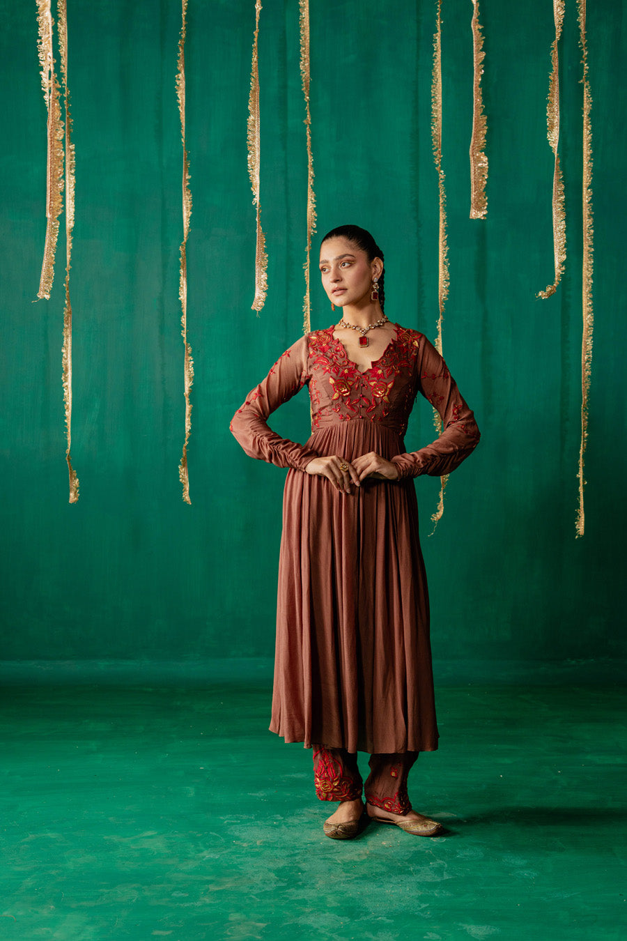 Brown Suit With Salwar Set With Dupatta