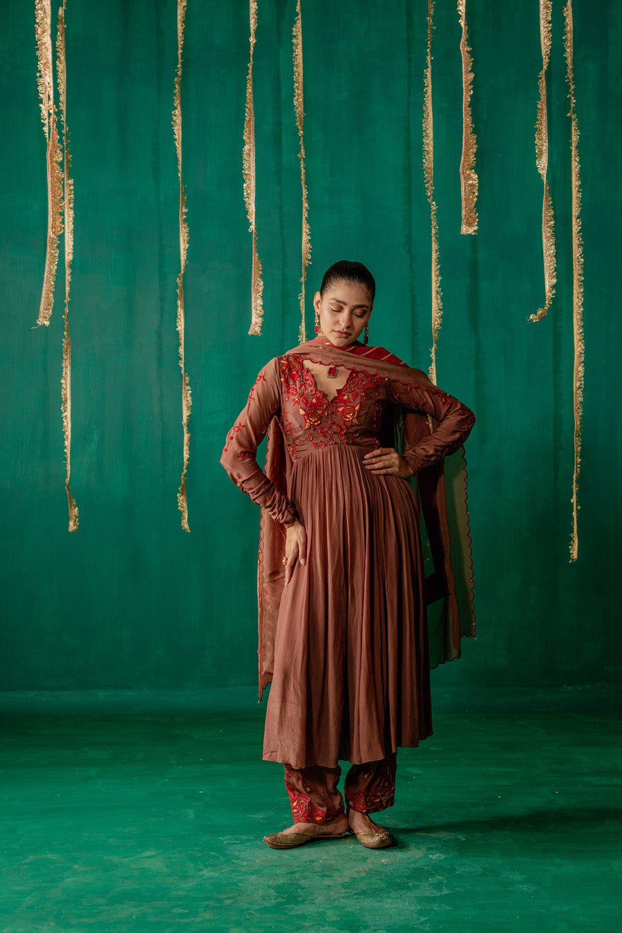 Brown Suit With Salwar Set With Dupatta