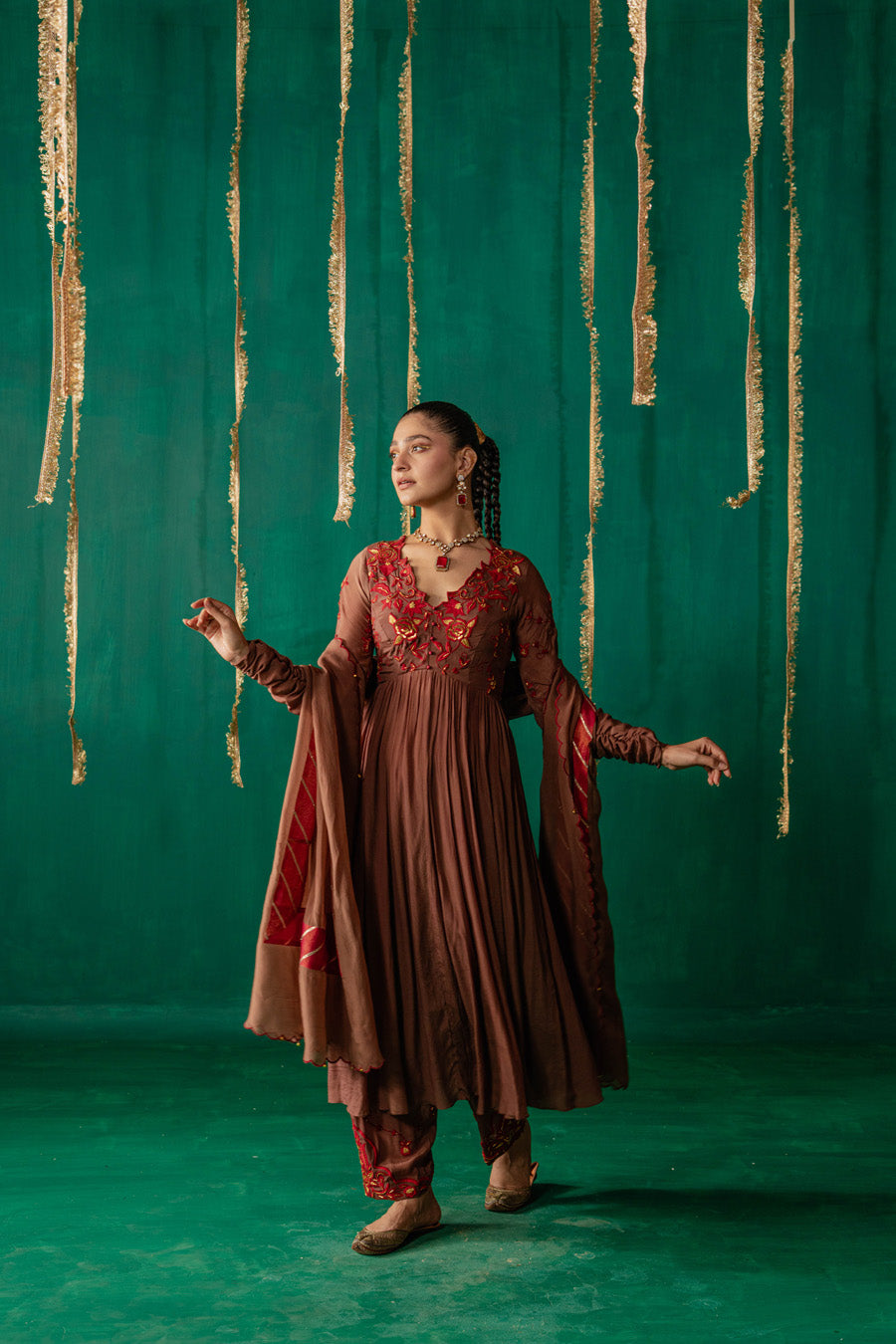 Brown Suit With Salwar Set With Dupatta