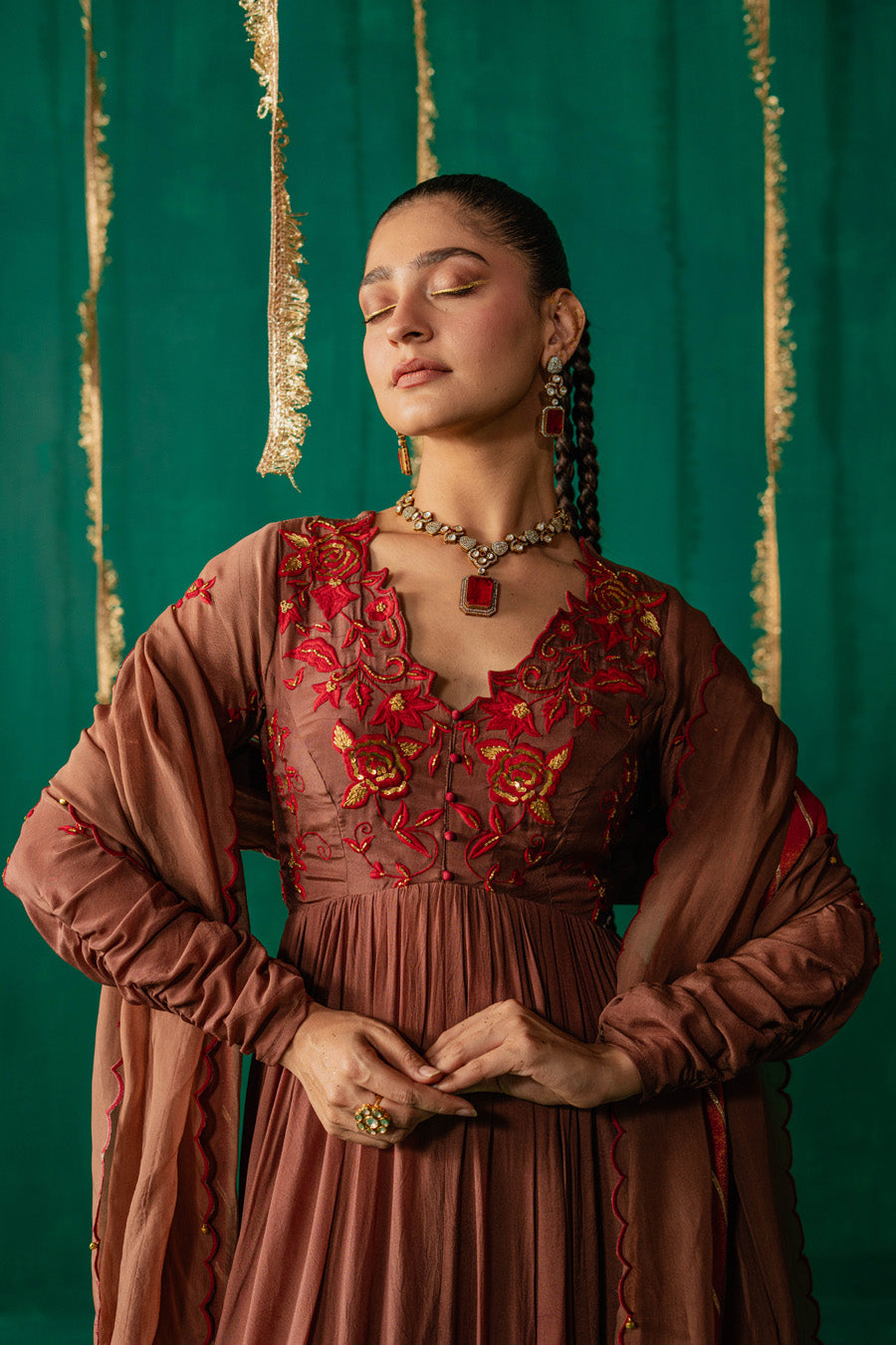 Brown Suit With Salwar Set With Dupatta