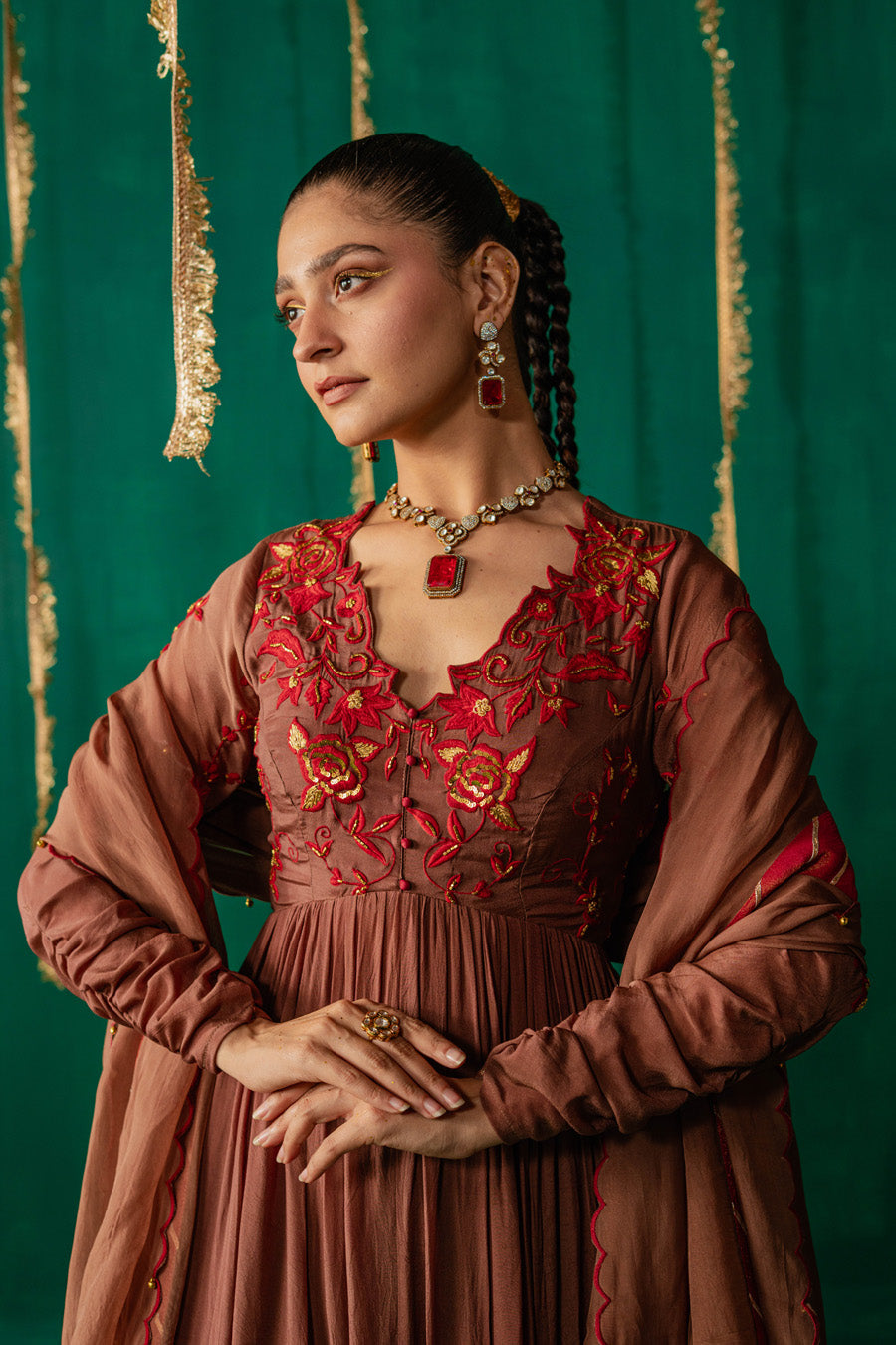 Brown Suit With Salwar Set With Dupatta