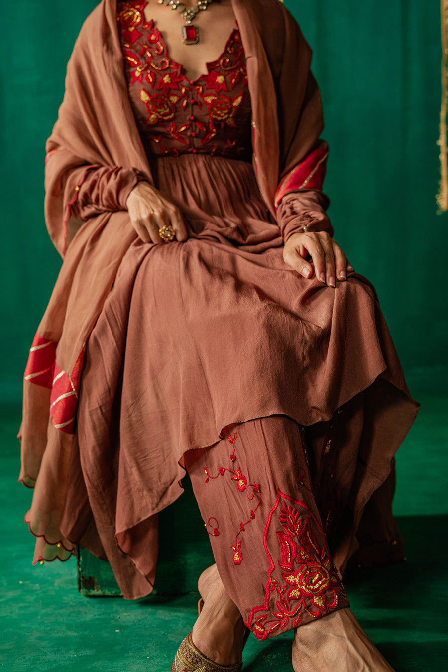 Brown Suit With Salwar Set With Dupatta