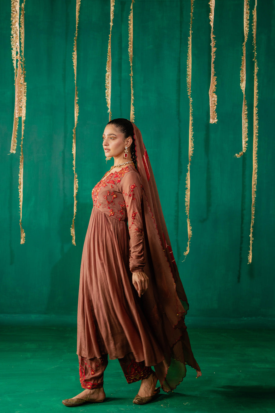 Brown Suit With Salwar Set With Dupatta