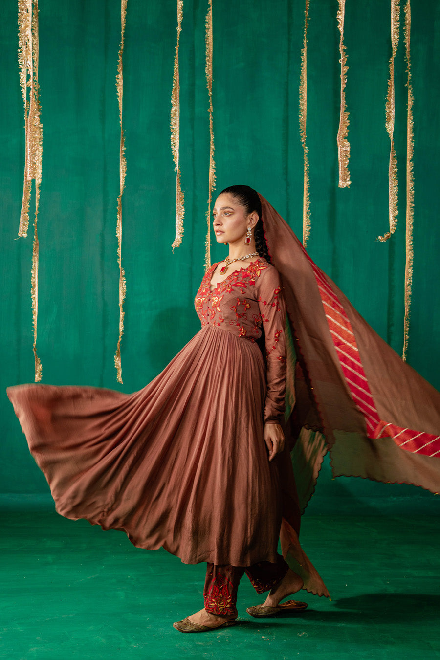 Brown Suit With Salwar Set With Dupatta