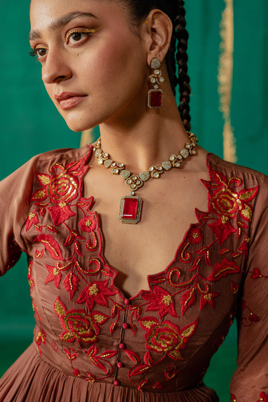 Brown Suit With Salwar Set With Dupatta