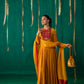 Yellow And Red Anarkali With Pencil Pants And Dupatta