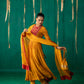 Yellow And Red Anarkali With Pencil Pants And Dupatta