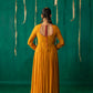 Yellow And Red Anarkali With Pencil Pants And Dupatta