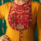Yellow And Red Anarkali With Pencil Pants And Dupatta
