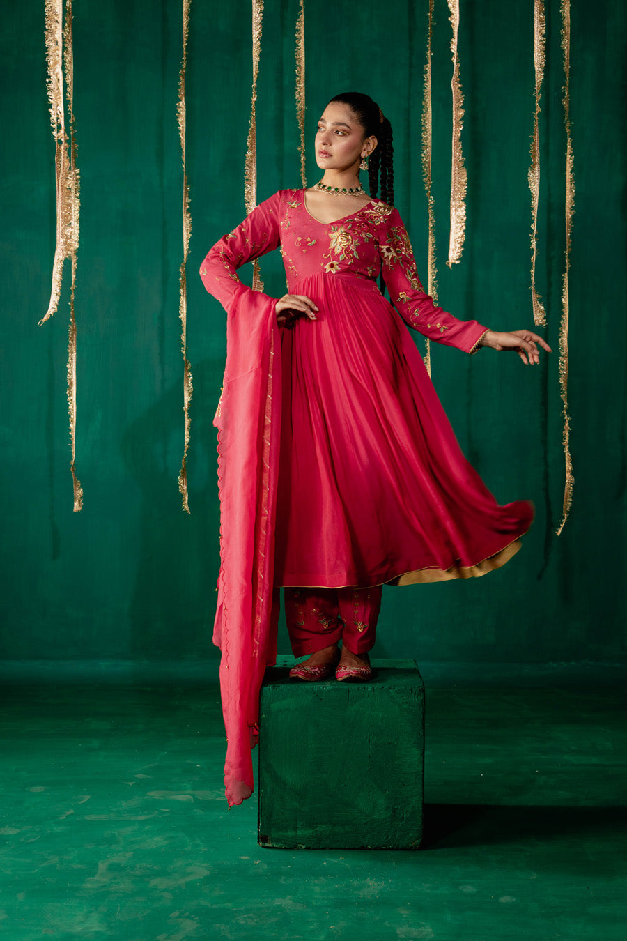 Hot Pink Suit With Salwar Set With Dupatta