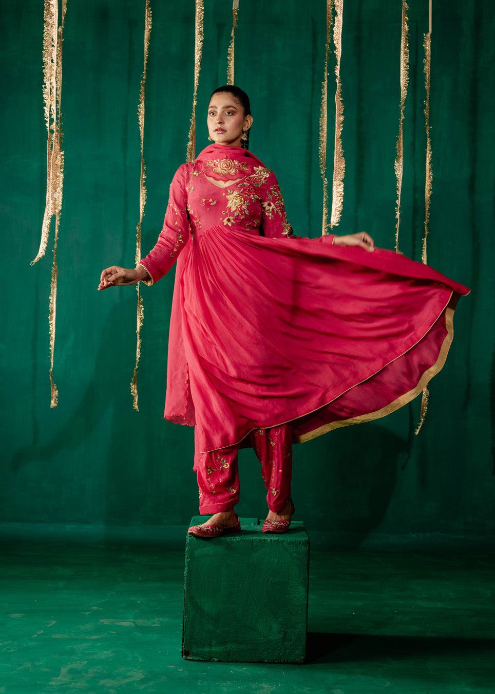 Hot Pink Suit With Salwar Set With Dupatta