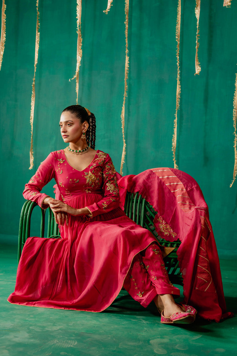 Hot Pink Suit With Salwar Set With Dupatta