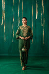 Green Staright Kurta With Gharara And Dupatta
