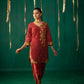 Red Straight Kurta With Dhoti Pants With Dupatta