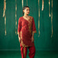 Red Straight Kurta With Dhoti Pants With Dupatta