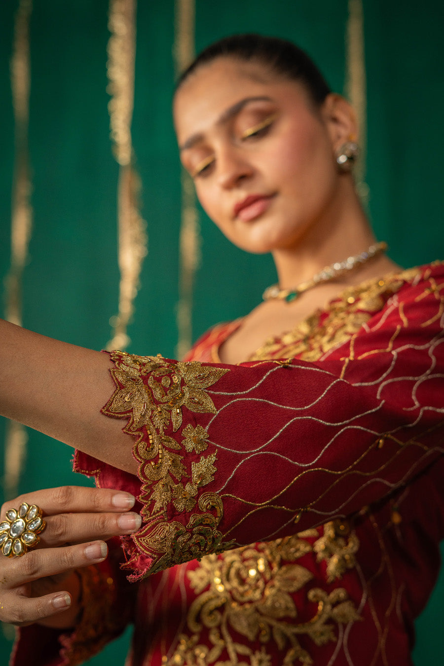 Red Straight Kurta With Dhoti Pants With Dupatta