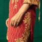 Red Straight Kurta With Dhoti Pants With Dupatta