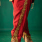 Red Straight Kurta With Dhoti Pants With Dupatta