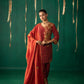 Red Straight Kurta With Dhoti Pants With Dupatta