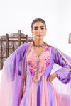 Pink and purple Anarkali Set With Ombre Dupatta And Pants