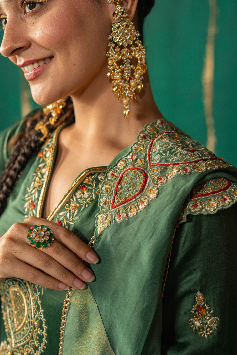 Green Straight Kurta With Staright Pants