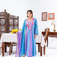 Blue And Purple Anarkali Set With Ombre Dupatta And Pants