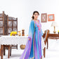Blue And Purple Anarkali Set With Ombre Dupatta And Pants