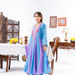 Blue And Purple Anarkali Set With Ombre Dupatta And Pants