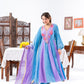 Blue And Purple Anarkali Set With Ombre Dupatta And Pants