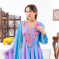 Blue And Purple Anarkali Set With Ombre Dupatta And Pants