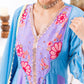 Blue And Purple Anarkali Set With Ombre Dupatta And Pants