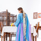 Blue And Purple Anarkali Set With Ombre Dupatta And Pants