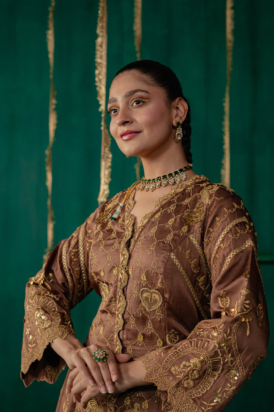 Brown Jacket With Wide Leg Pants