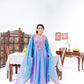 Blue And Purple Anarkali Set With Ombre Dupatta And Pants