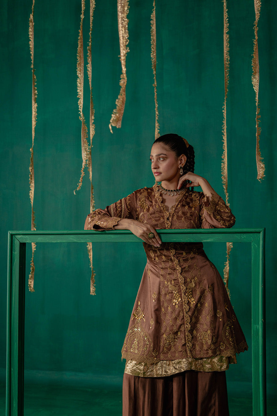 Brown Jacket With Wide Leg Pants