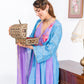 Blue And Purple Anarkali Set With Ombre Dupatta And Pants