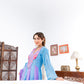 Blue And Purple Anarkali Set With Ombre Dupatta And Pants