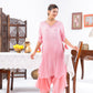 Pink Cinched Sleeves Kurta With Haram Pants