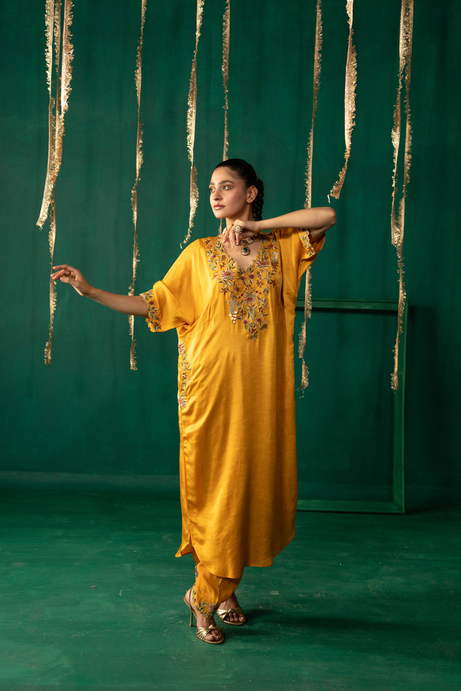 Yellow Phiran With Salwar Set