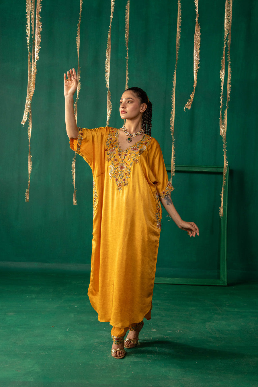 Yellow Phiran With Salwar Set