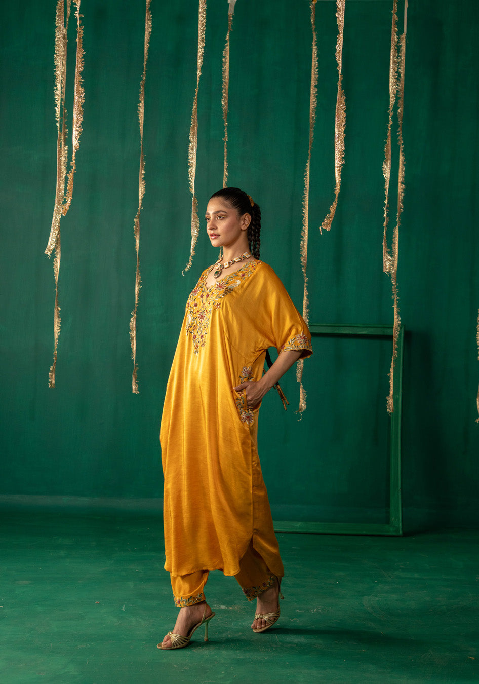 Yellow Phiran With Salwar Set