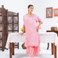 Pink Cinched Sleeves Kurta With Haram Pants